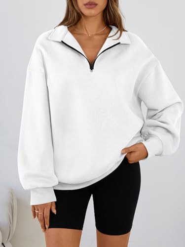 Image of Trendy Queen Women's Oversized Half Zip Fleece Sweatshirts-Cozy Pullover, Sweaters for Fall Winter