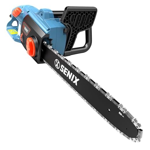 SENIX Electric Chainsaw, 18" Corded Chainsaw,15 Amp Chain Saw for Wood Cutting, Tree Trimming, Garden Tool for Pruning, Branch Cutting, Yard, Fathers Day Gift for Men,Gardener, CSE15-M