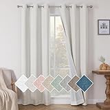 Simplebrand Jenny Ivory Beige Linen Textured Blackout Curtains for Bedroom 84 Inch Length 2 Panels Set, Full Light Blocking Thermal Insulated Heavy Window Treatment Drapes, Farmhouse Curtains, 38' W