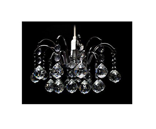 INNOTECK Faceted Oriel Pendant Light Shade, Polished Chrome Frame with Hanging Crystal Droplets, Easy Fit Ceiling Light for Living Room, Bedroom & Hallway, E14 GLS Max 60W (Bulb Not Included)