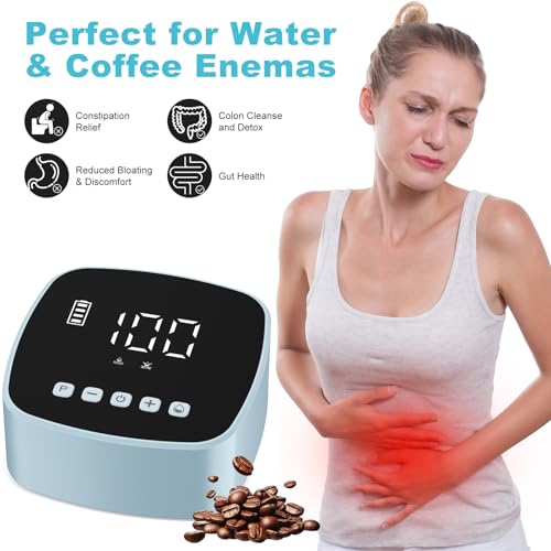 Electric Enema Kit, Enemas for Colon Cleanse for Women Men, 1-100 Levels Water Flow Speed Control with LCD Display, Water & Coffee Enema for Colon Detox Cleanse -16 Tips, External Water Supply (Blue)