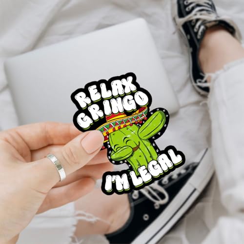 Image of 3 Pcs Relax Gringo Im Legal Sticker, Relax Gringo Im Legal Sticker for Car, Relax Gringo Calcomanias De Mexico Funny Immigrant Calcomanias Mexico Mexican Cactus Stickers for Truck Car Helmet (G1)