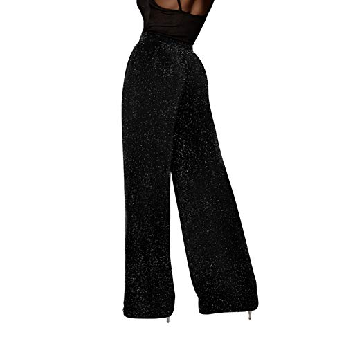 GUOLEZEEV Women High Elastic Waist Wide Leg Palazzo Pants Casual Loose Long Pant Trouser2