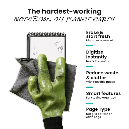 Rocketbook Mini bloc de notas inteligente reutilizable, cuaderno de tamaño de bolsillo de 3.5 x 5.5 pulgadas, color negro, páginas punteadas, conectado a la aplicación, borrable, ideal para tomar - imagen 4