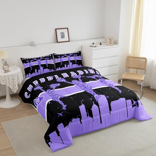 Erosebridal Jogo de edredom com estampa de líder de torcida para cama com tema de dança, sonhos com