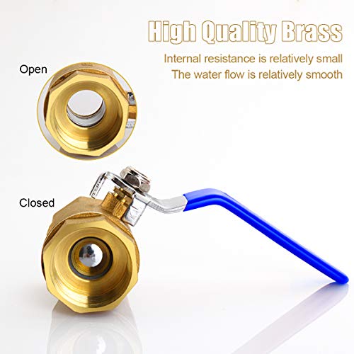 1 Inch Brass Ball Valve,Lead Free NPT Ball Valve, Premium Full Port Forged 1\" Ball Valve for Water Oil and Gas with Shut Off Switch,2 Packs - Thumbnail 7