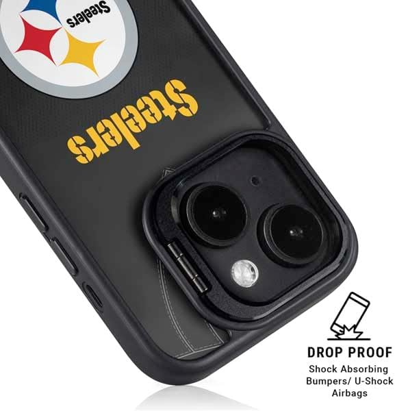 Skinit Kickstand Phone Case Compatible with iPhone 16 Plus - Officially Licensed NFL Pittsburgh Steelers Team Jersey Design