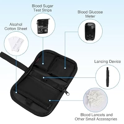 MEDMAX Diabetic Travel Case with Handle Strap (Upgrade Version), Portable Glucose Monitor & Insulin Diabetes Storage Organizer Carrying Bag for Test Strips, Blood Glucose Monitor (Case Only) Black