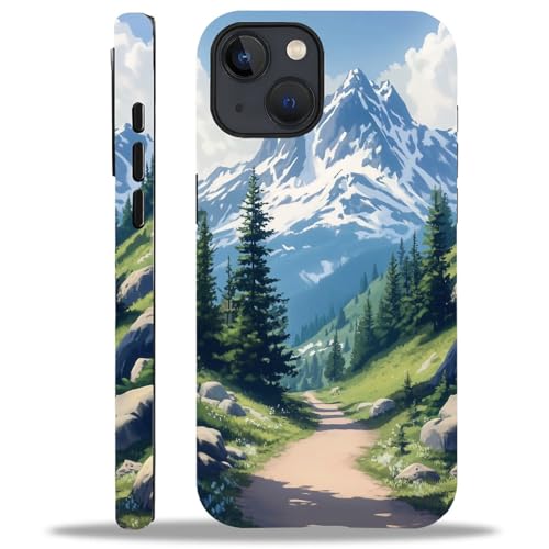 Yesad Case for iPhone 15, Hybrid 2-Layer Case, Shockproof Military-Grade Protection Durable Anti-Scratch Phone Case for Woman Man Boy Girl, Mountain Tree Landscape