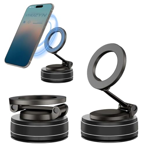 2026 Upgraded Vacuum Ultra Suction Magnetic Phone Holder, 98LBS Strongest Suction & 2600gf Magnetic Car Mount, 360° Adjustable Foldable Holders for Your Car