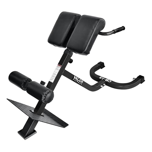 Valor Fitness Roman Chair Adjustable Hyperextension Bench with Resistance Band Pegs for Core, Hamstring, and Ab Workouts - Max 250 LB - Strength Training Equipment
