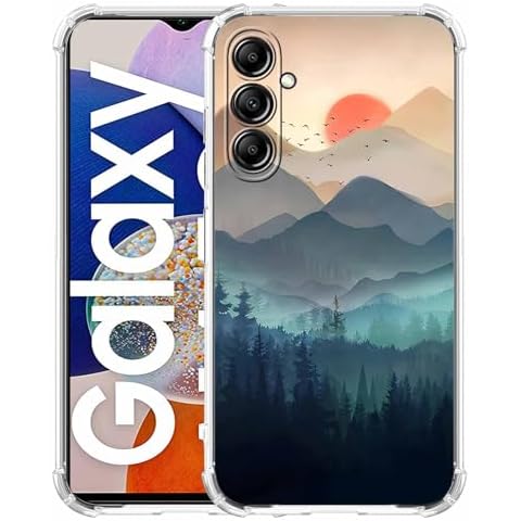 malegaon Sunset Nature Landscape Case for Samsung Galaxy A14,Wilderness Night Art Painting Pattern Case,Soft TPU Full Cover Case for Galaxy A14 Cover