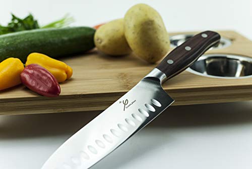 Versachop Duo, Large 18 Inch X 12 Inch Cutting Boards For Kitchen. Totally Natural Organic Moso Bamboo Cutting Board With Two Integrated Stainless Steel Bowls Attached For Organization And Storage. #TOP5