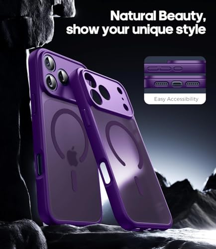 Image of Elzzi Magnetic Magsafe for iPhone 17 Pro Case (Compatible with MagSafe) Slim Translucent Matte Shockproof with Anti-Fingerprint Phone Case, Deep