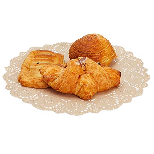 Juvale Paper Placemats - 12-Inch Round, Brown, 250 Count - Disposable Placemats & Lace Doilies - Paper Chargers for Dinner Plates - Tea Party Decorations & Wedding Table Decor