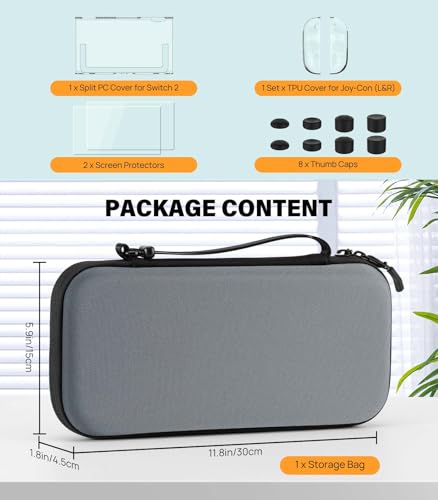 Accessoires Switch 2 avec coque transparente et verre trempé pour console 2025