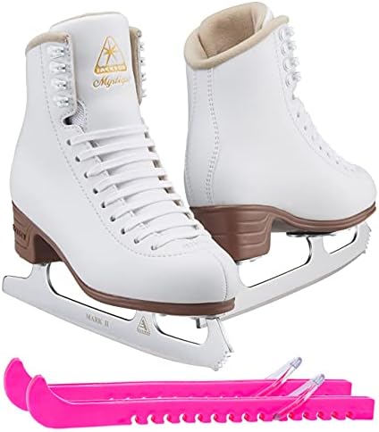 Jackson Ultima JS1490 Mystique Womens Figure Ice Skates/Color: White/Width: Medium/Size: Adult 7 Bundle with Guardog Skate Guards