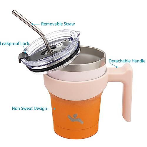 Image of Konokyo 10 oz Tumbler with Handle and Straw, Insulated Travel Mug