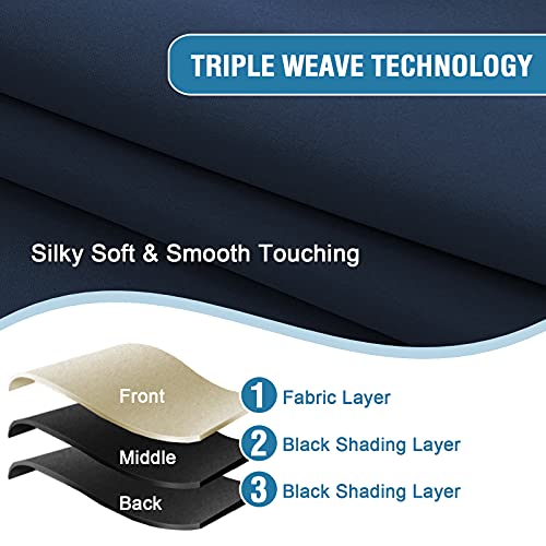 H.versailtex 100% Blackout Curtain Valances For Kitchen Windows/Bathroom/Living Room/Bedroom Thermal Insulated Rod Pocket Valances For Windows, 4 Pack, 52" X 18", Navy #TOP4