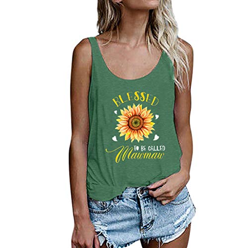 MEIbax Chaleco para Mujer con Estampado de Girasol Verano Suelto cómodo Damas sin Mangas Camiseta Tops Mujeres Jersey Tank Tops Mujeres Chaleco Tops Blusas Camisetas de Tirantes Deportiva para Mujer