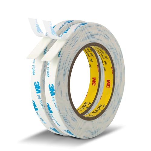 Image of Double Sided Tape Strong White Foam Tape 1 /2 inch x 18Ft Made of 3M Heavy Duty Mounting Waterproof Adhesive Strips for Posters Alarm Sensors Window Shades and Other Home Office Deco (Pack of 2)