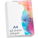 60 Sheets Watercolour Paper Bulk A4, 140 lb 300 GSM Cotton Paper Water Colour Paper, Cold-Pressed, Art Paper Drawing Painting for Students Adults Artists 21x29.7cm