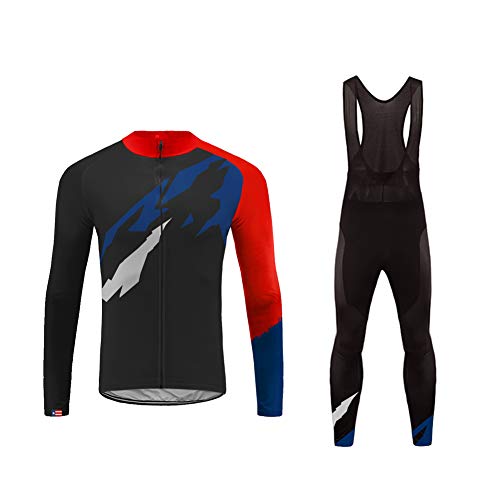 UGLY FROG Men's Pro Team MTB Bike Bicycle Winter Thermal Cycling Long Sleeve Jersey and Bib Pants Tights Set Suit USA Flag