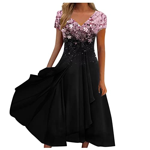 LSAltd Sommerkleid Damen Knielang Damen Kleider 50 Jahren Boho Kleidung...