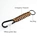 Qtopun Paracord Keychain Carabiner, Set of 6 Outdoor Activity Survival Kit Braided Lanyard Utility Ring Hook for Keys Flashlight