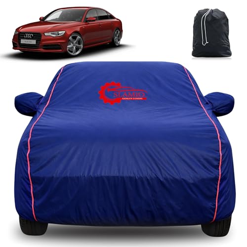 Image of 100% Waterproof Car Cover for Audi A6 | All-Weather, Dustproof & UV Protection | Heavy-Duty 3-Layer Fabric | Custom Fit with Mirror & Antenna Pocket | Navy Blue