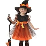 El disfraz de niña halloween incluye: vestido bruja niña y sombrero. ¡Se incluyen todos los accesorios esenciales de bruja para hacer de tu pequeña la bruja más bonita en el camino de truco o trato!