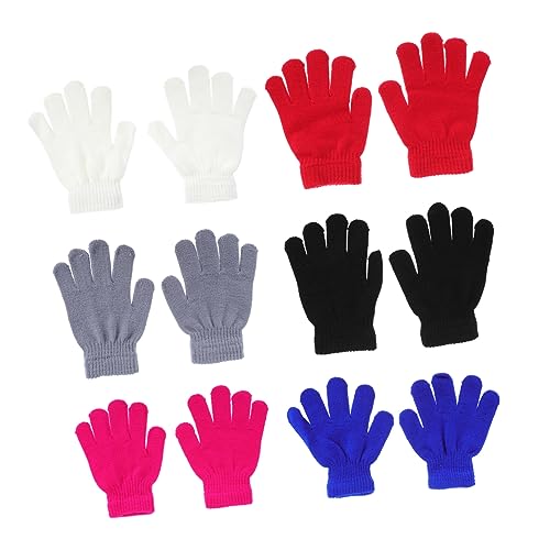 Beaupretty 6Pairs Keep Warm Gloves Yarn Full Finger Winter Gloves for Boys Lightweight for Outdoor Sports Like Skiing Hiking