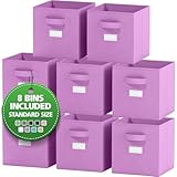 Royexe Fabric Storage Cubes for Cube Storage Organizer - 8 Pack Heavy Duty Storage Bins With Labels - 11 Inch Cube Storage Bin (Purple)
