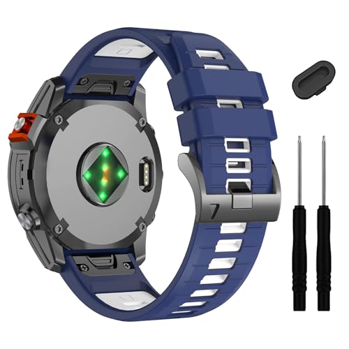 Image of 22mm Compatible with Garmin Fenix E /8 /8pro AMOLED 47mm /Fenix 7 /7 Pro /6 /6 Pro /5 /5 Plus Watch Band,Soft Quickfit Silicone Straps for Forerunner 970 965 955 /Approach S70 47mm /tactix 8 /quatix 7 8 47mm