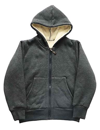 Yeokou Unisex Boys Girls Kid's Winter Sherpa Lined Zip Up Sweatshirt Jacket Hoodie（Darkgrey-L） #TOP1
