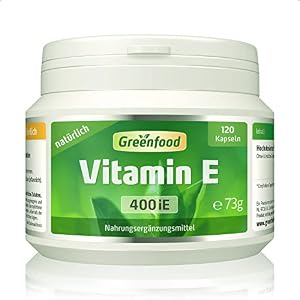 Vitamin E, hochdosiert, 400iE – 120 Kapseln (Softgel). 100% natürliches Vitamin E – schützt die Zellen vor oxidativem Stress (Antioxidant). OHNE künstliche Zusätze – laborgeprüft. Von Greenfood.