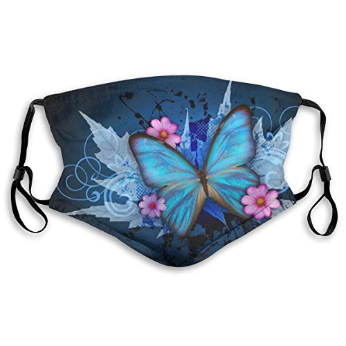 Preisvergleich Produktbild iqingzhongbai Wiederverwendbar Gesichtsbedeckung Beautiful Butterfly Print Waschbarer austauschbarer Filter Halbes Gesicht Sicherheit