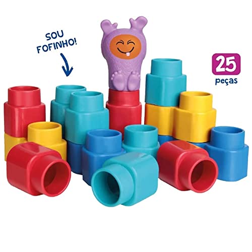 Brinquedo para Montar Fofo Blocos 25 Peças, Elka, Multicor