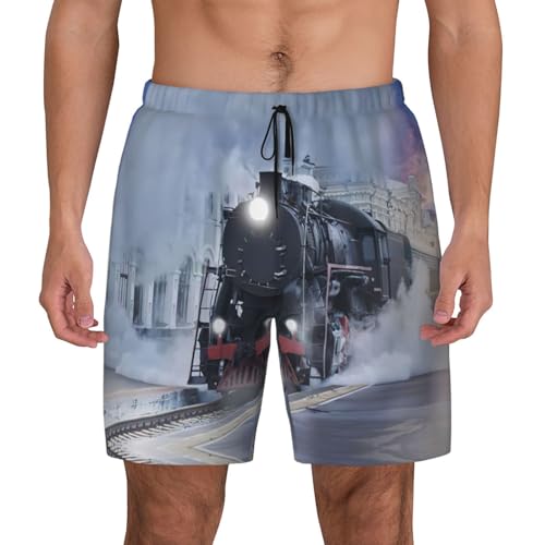 Maillot de bain homme imprimé train à vapeur finition premium short de plage