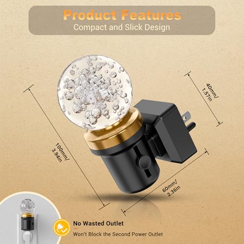 Image of JandCase Night Lights Plug into Wall, Dimmable Night Light Pulg in, Globular Automatic Night Lights with Auto Light Sensor, Adjustable Brightness 3000K LED Night Light, for Bedroom Hallway
