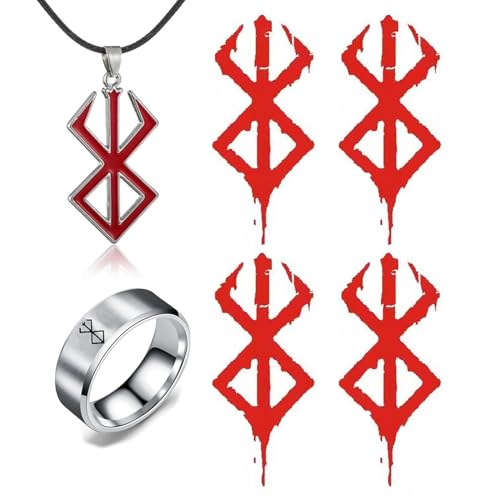 Ya en mundofriki.es: HJYZY Anime Berserkers - Collar y anillo de acero inoxidable, calcomanías para tatuajes temporales, accesorios de cosplay, regalo para fanáticos y hombres, 6 piezas