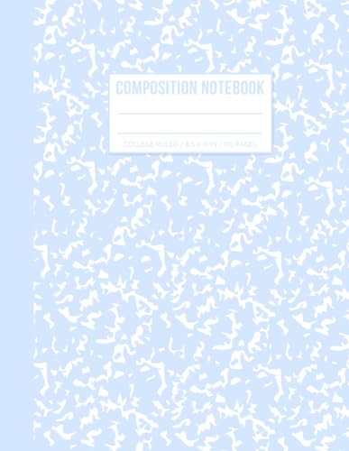 Baby Blue Marble Composition Notebook: Wide Ruled Pastel Blue | Cute Aesthetic School Supplies for Boys, Girls, Kids, and Teens | 8.5 x 11 inches 110 Pages