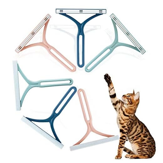 Mollypaws Dog Hair Remover for Couch, Cat Fur Removal Tool for Furniture, Pet Hair Remover Cleaner Brush for Clothes, Carpet, Bedding, Car, Reusable Scraper for Dog Hair/Lint Cleaning, (6 Pack)