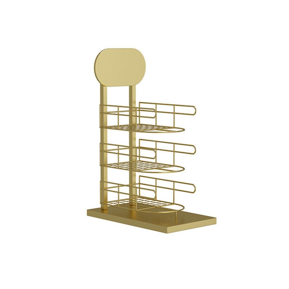 YNBSHGAA Freestanding Retail Display Stand for Hats, Wigs, Helmets, and Shoes - Versatile Storage Solution for Entryway, Garage, Closet, and Corner Organization,Gold-32x37x58cm