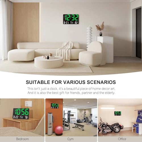 Image of Hournor Digital Clock, Digital Wall Clock with Remote Control, LED Clock Large Display with Date Week Temperature for Living Room Decor, Large Wall Clocks for Bedroom, Father's Day