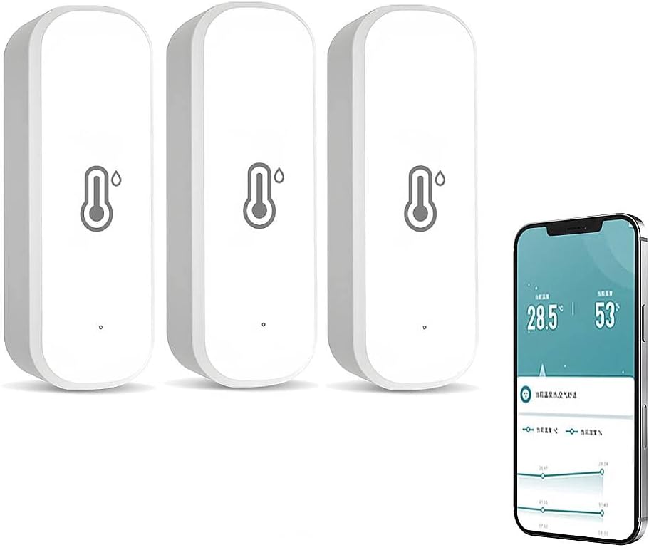 Wifi Tuya Smart Temperature and Humidity Sensor, Smart Hygrometer Thermometer for Alert, No Hub Required, Compatible with Alexa and Google Home, for Home, Baby, Garages, Intelligent Linkage