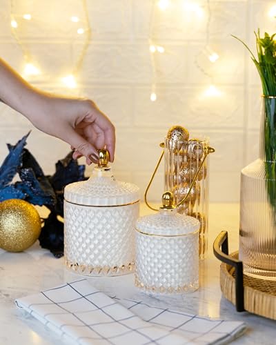 Potiche Decorativo de Vidro Branco 11cm x 17cm - Wolff