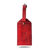 PEGAI Personalized Leather Luggage Tags for Suitcases | Handmade Travel Essentials Luggage Tag- Secure with Snap Closure and Easy Attachment to Suitcase, Travel Backpack, Handbag | Bond (Rose)