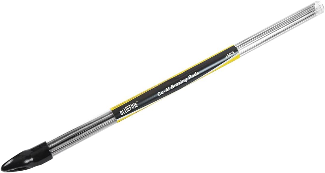 BLUEFIRE BTM-7010 Solid Brass Jumbo Pencil Flame Gas Welding Torch +12 Sticks 1/2 lb Low Temperature Aluminum Tin Brazing Rods