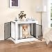 BEWISHOME Hundekäfig Möbel,81cm Hundebox für Zuhause,3 Türen,Moderne Hundekäfig für Zuhause Holz Indoor für kleine/mittlere Hunde,Beistelltisch,81x55x67.5cm,Weiß EMGL03W